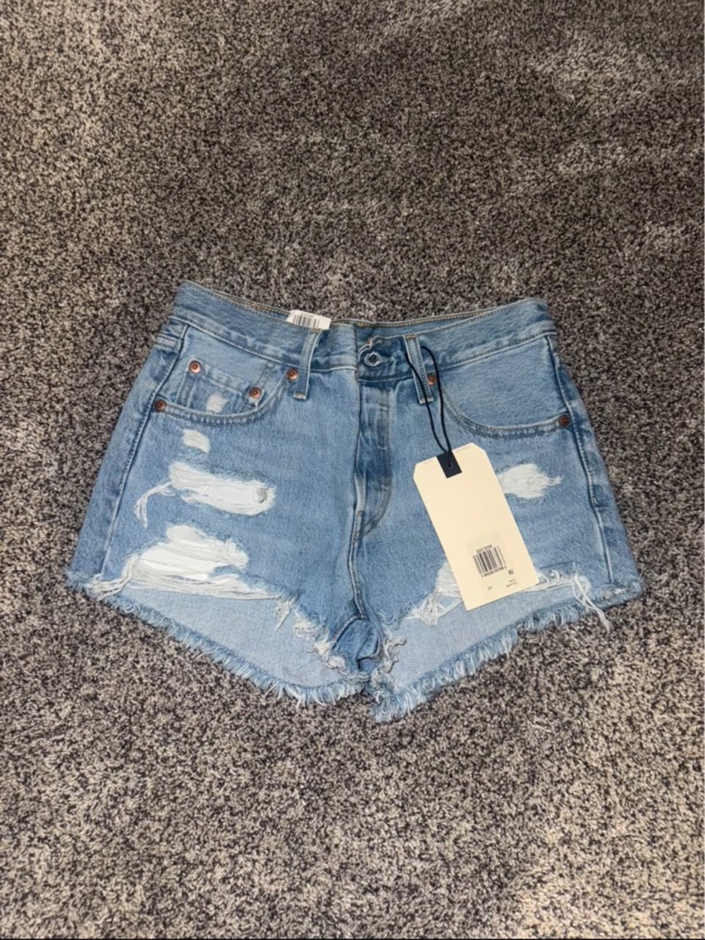 Levi's Light Blue Distressed Denim Cutoff Shorts
